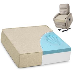 Shinnwa Gel Memory Foam Recliner Cushion for Elderly, Dual-Layer Foam Chair Pad, Extra Large Seat Cushion for Couch, Armchair, Wicker Chairs, Floor, 20  20  5in, Beige