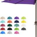 JEAREY 9ft Half Umbrella Outdoor Patio Umbrella Market Umbrellas with Crank, 1/2 Round Wall Umbrella 5 Sturdy Ribs UV Protection for Pool Garden Balcony Deck, Grape Purple