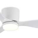 GESUM 42" Flush Mount Ceiling Fan Light with 3 Colors, 6 Speeds, Timing, Low Profile Ceiling Fan with Remote Control 3 Blades for Bedroom Dining Room (White)
