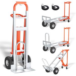 4 in 1 Convertible Hand Truck, 1000LBS Heavy Duty Hand Dolly, Heavy Duty Industrial Platform Cart Collapsible Truck for Warehouse, Logistics, Home, Office