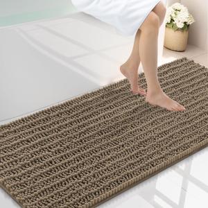 Smiry Bathroom Rugs Mat 59x24, Extra Soft Absorbent Chenille Bath Rugs, Non Slip Rubber Backing Machine Washable Quick Dry Bath Mats for Bathroom Floor, Tub, Shower, Home Decor Accessories, Camel