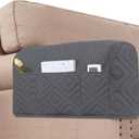 H.VERSAILTEX Armrest Covers for Sofa Water Resistant Couch Arm Covers Remote Control Holder Sofa Armrest Organizer for Magazine, Tablet, Phone, iPad(Set of 2, Gray)
