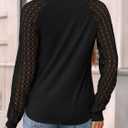 AUTOMET Womens Long Sleeve Shirts Business Casual Dressy Tops Lace Crewneck Work Trendy Fall Fashion Outfits Clothes (Black, XL)