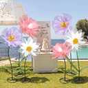 Leinuosen 3 Pcs Giant Flowers for Decoration 5.6 ft Large Organza Flowers with Stand for Spring Tea Bridal Shower Wedding Birthday Party Entrance Decor Corporate Event Photography Booth Indoor Outdoor