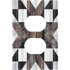 Farmhouse Wooden 1 Gang Single Duplex Light Switch Plate Outlet Cover Rustic Country Decorative Wall Plate Switchplate Electrical Receptacle Faceplate for Farmhouse Livingroom Bedroom Decor