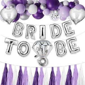 BLOOMWIN Purple Bachelorette Party Decorations - Bridal Shower Decorations Purple and Silver Bride To Be Balloons Kit Lavender Lilac Hen Party Decorations BLOOMWIN Purple Bachelorette Party Decorations - Bridal Shower Decorations Purple and Silver Bride To Be Balloons Kit Lavender Lilac Hen Party Decorations