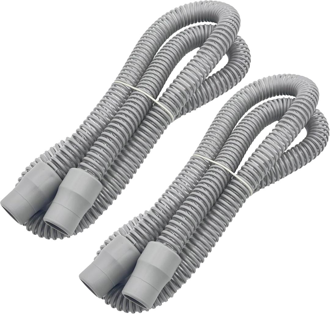 2-Pack CPAP Hose 4ft with 22mm Cuffs, Latex-Free CPAP Tubing Compatible with Most Machines, Lightweight CPAP Hose, Gray 19mm CPAP Tube, Easy to Attach CPAP Replacement Supplies