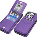 KIHUWEY Compatible with iPhone 14 Pro Case Wallet with Credit Card Holder, Flip Premium Leather Magnetic Clasp Kickstand Heavy Duty Protective Cover for iPhone 14 Pro 6.1 Inch (Dark Purple)