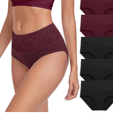 Pack of 5 coskefy High Waist Cotton Underwear for Women Full Coverage Panties Floral Print Briefs for Ladies 