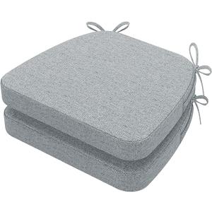 AAAAAcessories D-Shaped Chair Cushions, 2" Thick Dining Chair Pads with Ties and Removable, Machine-Washable Cover, 17" x 16", Set of 2, Gray