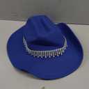 Shiny Rhinestone Women's Cowgirl Hat Western Cowboy Retro Panama Unisex Sequin Wide Brim Hat (Royal Blue)