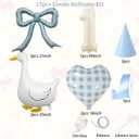 One Silly Goose 1st Birthday Decorations Boy 40 Inch Number 1 Balloon, Goose Balloons with Blue Bow & Hats, Cute Baby Boy Girl First Birthday Party Supplies