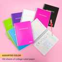 BAZIC PRODUCTS Spiral Notebook, Composition Book, 5" x 7" Poly Cover Spiral Notebook, College Ruled 100 Sheet Notebook for School, Office, & Home Use, Assorted Color, 6-Pack