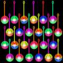 24 Pieces Light Up Bouncy Ball Light up Spike Rubber Ball Sensory Toy Flashing Spiky Sensory Stress Balls for Party Favors Student Gifts School Rewards(Corded)