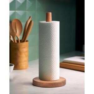 Acacia Wood Paper Towel Holder Stand Wooden Kitchen Paper Towel Holder Countertop, PTHA, Freestanding Roll Holder for Kitchen & Bathroom & Farmhouse, Large