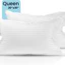 East Coast Bedding Balanced Dream 50/50 Goose Feather Down Queen Pillows 20x30 Inch Medium Support with 100% Cotton Shell  2 Pack
