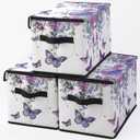 Stackable Clothes Storage Bins with Lids,Closet Organizers Fabric Box for Home and Office,Blanket Clothes Organizers,Under Bed Storage Containers 3 Pack.