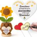 Sunflower Employee Appreciation Gifts Administrative Professional Day Gift for Assistant Coworker, Inspirational Gifts for Women, Encouragement Cheer Up Gift for Best Friends Sister Crochet Sunflower