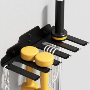 Olympic Barbell Hanger,Garage Gym Bar Wall Rack,Vertical Barbell Mount Rack,Black Powder Coated,Space Saving Commercial or Home Gym Accessory,Holds Under 33mm Bar Size (Black 6 Hooks)
