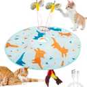 2-in-1 Rechargeable Motion Activated Interactive Cat Toys for Indoor Cats, Long Lifetime Motor Cat Chasing Toy for Exercise/Moving Butterfly/Feather Wand Kitten Toys