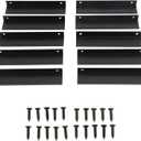 Stylish and Sturdy Edge Pulls, Set of 10, Aluminium Alloy G Type Clasp Hidden Cabinet Handles - Black