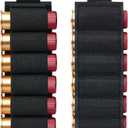 6 Packs 6 Rounds Buttstock Shell Card Holder | 12/20 Ga Side Saddle Shell Carrier for Rifle Shotgun Cartridge | with Molle Utility Pouch Hook and Loop