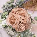 MACTING 30PCS Artificial Flower Roses Fake Flowers with Stem Foam Roses for DIY Wedding Bouquet Table Centerpieces Party Holiday Baby Shower Home Spring Valentines Day Decorations,Light Brown