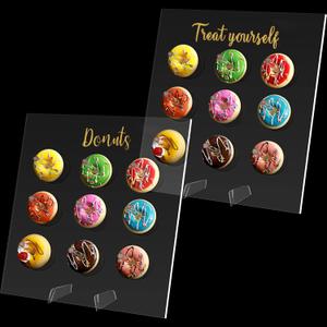 Honeydak 2 Pack Donut Display Wall Stand for Dessert Table, Clear Acrylic, 16.54 x 14.57 Inch