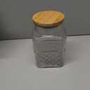 WHJY Glass Storage Container with Lid, Airtight Glass Jars, Farmhouse Tea Canister, Dog Treat Jar for Pet, Glass Candy Cookies Coffee Canister Jar Bath Salt Container - Square 67 oz