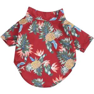 DOPI 1Pcs Pet Shirts Hawaiian Pet Dog Polo T-Shirts Hawaiian Pet Clothes Beach Coconut Tree Print Pet Summer Shirt (XL,Red)