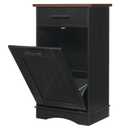 HOOBRO 10 Gallon Tilt Out Trash Cabinet, Kitchen Trash Can, Trash Bin Storage, with Flip Door and Large Drawer, Hidden Laundry Hamper Cabinet, for Kitchen, Laundry, Black and Walnut BH02LJ01, 20.5"L x 13.7"W x 35.8"H