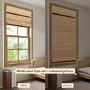 LUCKUP Cordless Bamboo Roman Blinds Shades for Indoor Windows-Blackout Room Darkening Roman Blinds with 6" Valance Cover Enhanced Privacy, 28" W x 64" H
