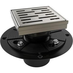 WEBANG 4 Inch Square Shower Drain Nickel Floor Drain with Flange Rainline Pattern Cover Grate Removable SUS304 Stainless Steel Watermark&CUPC Certified Brushed Nickel WEBANG 4 Inch Square Shower Drain Nickel Floor Drain with Flange Rainline Pattern Cover Grate Removable SUS304 Stainless Steel Watermark&CUPC Certified Brushed Nickel