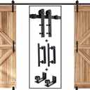 EaseLife 14 FT Double Sliding Barn Door Track and Handle Hardware Kit,Straight Pulley,Slide Smoothly Quietly,Easy Install (14FT Track Kit for 40"~42" Wide Double Door)