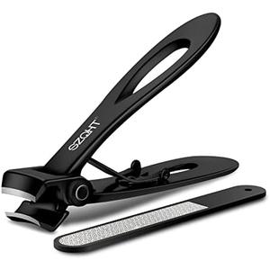 SZQHT Ultra Wide Jaw Opening Nail Clippers Set, Toenail Clippers for Thick Nails, Heavy Duty Nail Cutter, Stainless Steel Toe Nail Clippers for Seniors, Men & Women Manicure, Pedicure, Big (Black)