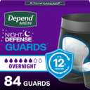 Depend Guards Incontinence Pads for Men, Overnight Absorbency, 84 Count, One Size
