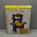 DULONIME 2 in 1 Workbench Tools Toys Set with Sound for Toddlers Aged 3-5, 145 PCS Educational Construction Mechanic Toolbox for Boys Girls, Pretend Play Toys Birthday Gift for Kids 3 4 5 6 Years Old (Yellow)