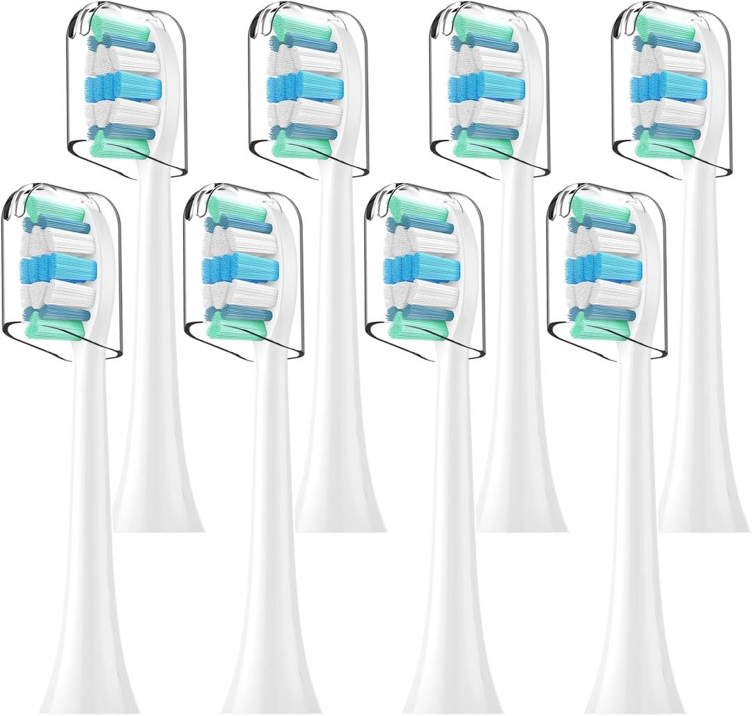 Replacement Toothbrush Heads Compatible with Philips Sonicare Replacement Brush Heads with Protective Cover Soft Dupont Bristles Electric Toothbrush Replacement Heads for Oral Health, 8 Pack