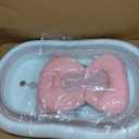 Foldable Baby Bath Tub,Newborn Baby Tub with Soft Bath Mat and Real Time Water Temperature Display(Pink Bath Tub + Bath Mat)