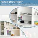 Juome Straw Holder for Cabinet, Silicone Straw Organizer with Double Sided Adhesive Tape, Reusable Tumbler Straws Storage Dispenser for Kitchen Counter Cupboard Door