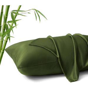 MR&HM King Pillow Cases Set of 2, Cooling Pillow Case for Hot Sleepers 20"x36", Breathable & Moisture Wicking, Soft Envelope Pillowcases, Rayon Derived from Bamboo & Polyester Blend (Olive Green)