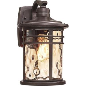 Darkaway Outdoor Wall Light Fixture,14.57inch Large Outside Porch Lights Wall Mounted Amber Ripple Glass Modern Exterior Waterproof Wall Sconce Lighting for House Front Door Garage, 14.57inch-1Pcs