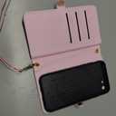 Phone Case for iPhone 7/8/SE 2020/2022 Zipper Wallet Cell Cover with Screen Protector Strap Glitter Flip Card Holder Slot iPhone7 i SE2020 SE2022 2/2nd/3/3rd Generation SE2 SE3 7SE 8SE Women Rose Gold