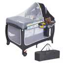 ANNA QUEEN 4 in 1 Pack and Play,Portable Baby Crib Deluxe Nursery Center, Foldable Travel Playard,Adjustable Canopy,Music Box,Changing Table for Newborn, Infant,Toddler