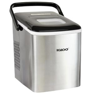 Igloo Automatic Self-Cleaning Portable Electric Countertop Ice Maker Machine with Handle, 26 Pounds in 24 Hours, 9 Ice Cubes Ready in 7 Minutes, with Ice Scoop and Basket, Stainless Steel