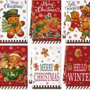 Hahafelt 6 Pcs Christmas Kitchen Towels Gingerbread Towels Decorative Hand Towel Funny Gingerbread Cooking Tea Cloths Housewarming Gifts Kitchen Bathroom Decor 24 x 16'' (Red)