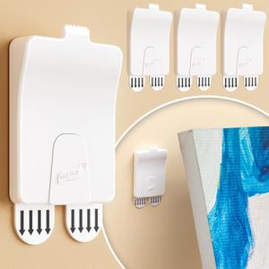 TAILI Picture Hangers 4 Pcs, Damage Free Picture Hangers for WallsAdhesive Picture Hanging Hooks Without NailsArt Hanger for Bathroom Kitchen Home Door Closet, Inclue 2 Extra Strips