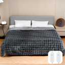 Electric Blanket with Dual Control, King Size Heated Blanket with 8 Heating Levels, 1-10H Auto-off Settings, Machine Washable Heated Throw Blanket for Bed, Sofa, Gift for Family, Friends, 90*100"