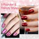 Press on Nails Short 5 Styles, Jofay Fashion 160Pcs Salon-Like Fake Nails with Chrome/Rainbow Laser/Chasing Light Cat Eye Designs, Acrylic French Tip Press on Nails Glue on Nails (A-01 Winter Daily)