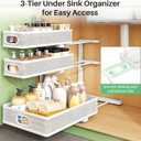 Kitstorack Under Sink Organizer, 2-Pack 3-Tier Height Adjustable Thickened Metal Pull out Cabinet Organizer Shelf, Slide out Storage Drawer Rack for Bathroom Kitchen Pantry Home Laundry Organization